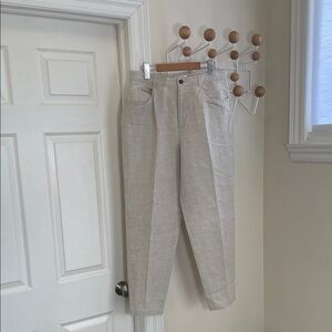 Talbots Petite - Irish Linen Blend Tapered Flowy Pants - Neutral Cream - 14